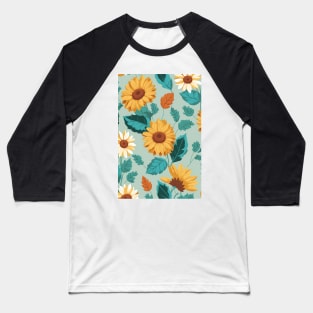 Pastel Colored Sunflowers Pattern Baseball T-Shirt